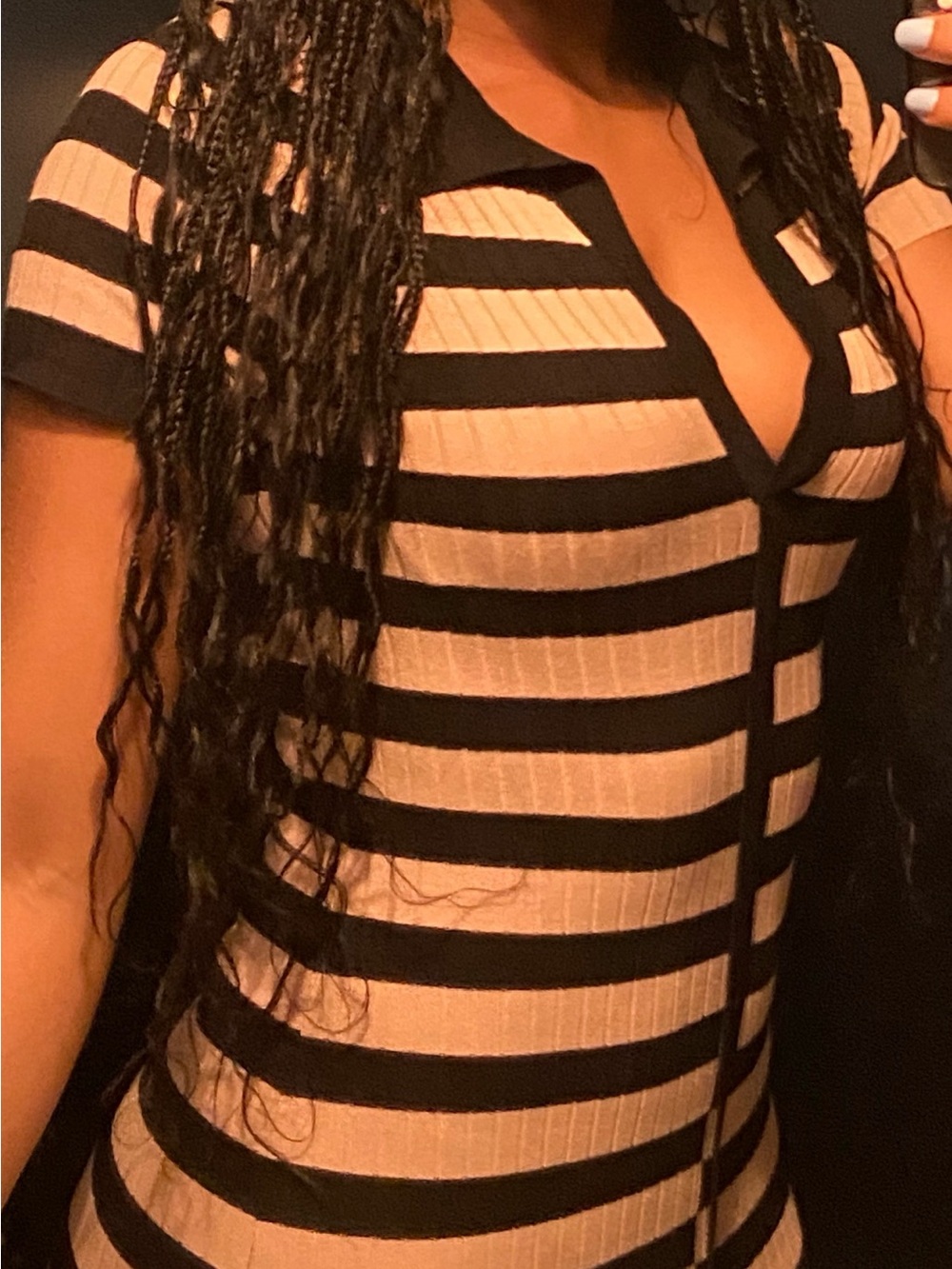 Beige and black fashion nova maxi striped collared dress